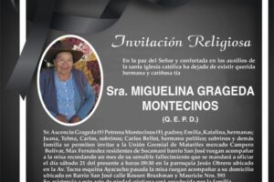 Misa recordatoria por MIGUELINA GRAGEDA MONTECINOS