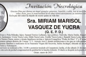 Invitación Necrológica de Miriam Marisol Vasquez de Yucra