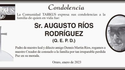 Condolencias por la pérdida de Augusto Ríos Rodríguez