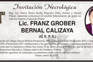 Invitación Necrológica Lic. Franz Grober Bernal Calizaya