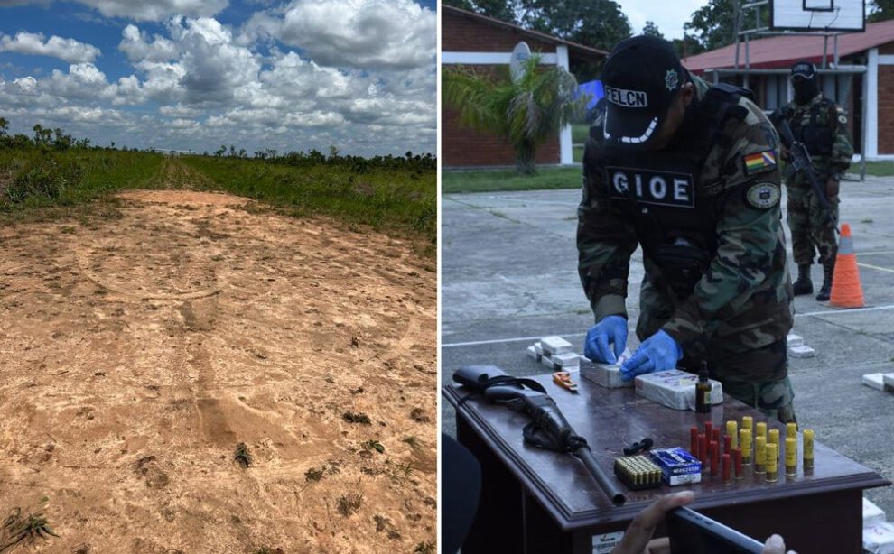 Pista clandestina de aterrizaje y droga en Norte paceño