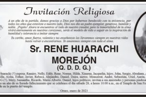 Invitación Religiosa para Sr. Rene Huarachi Morejón