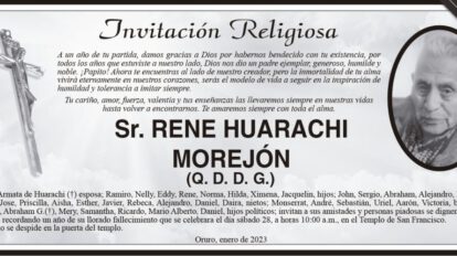 Invitación Religiosa para Sr. Rene Huarachi Morejón