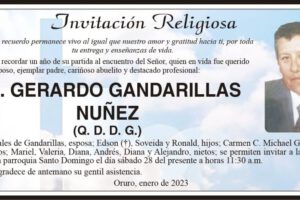 Invitación Religiosa: Lic. Gerardo Gandarillas Núñez