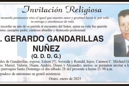 Invitación Religiosa: Lic. Gerardo Gandarillas Núñez
