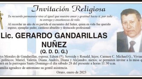 Invitación Religiosa: Lic. Gerardo Gandarillas Núñez