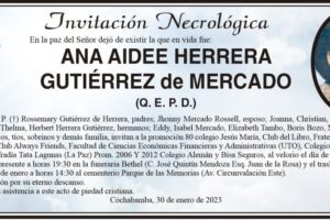 Invitación Necrológica: Ana Aidee Herrera Gutiérrez