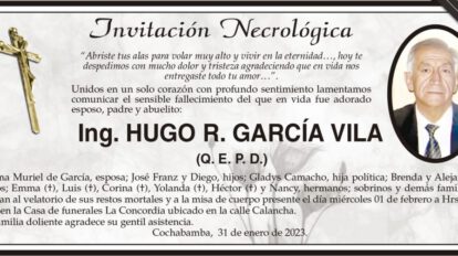 Invitación Necrológica: Ing. Hugo R. García Vila