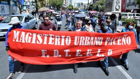 Marcha de protesta del Magisterio de La Paz