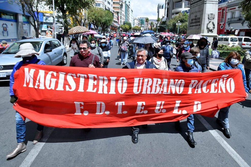 Marcha de protesta del Magisterio de La Paz