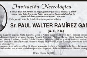 Invitación Necrológica de Paul Walter Ramírez Gamboa