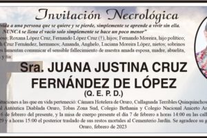 Invitación Necrológica: Juana Justina Cruz Fernández de López
