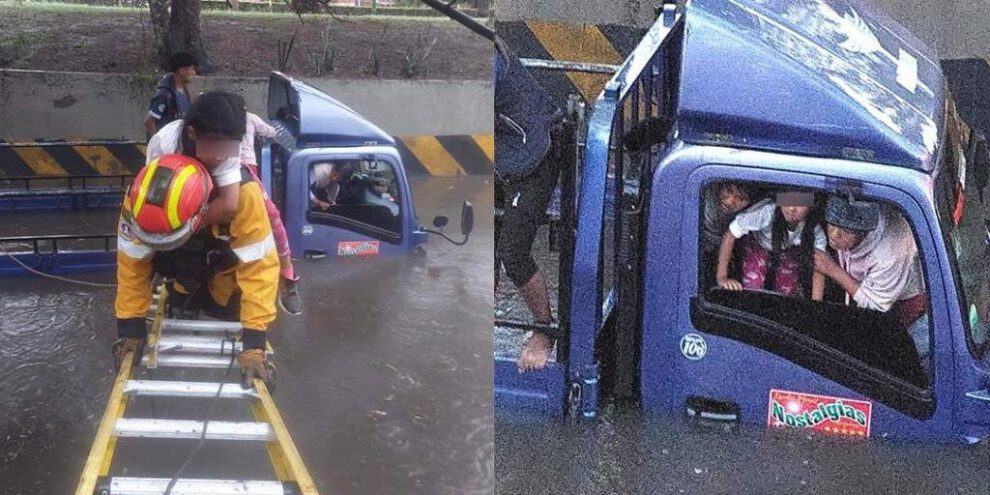 Inundación en Cochabamba y rescate de familia atrapada