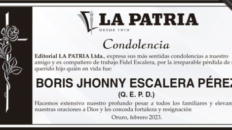 Condolencia por la pérdida de Boris Jhonny Escalera Pérez