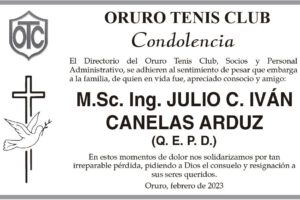 Condolencia por la pérdida de Julio C. Iván Canelas Arduz
