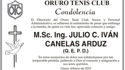 Condolencia por la pérdida de Julio C. Iván Canelas Arduz