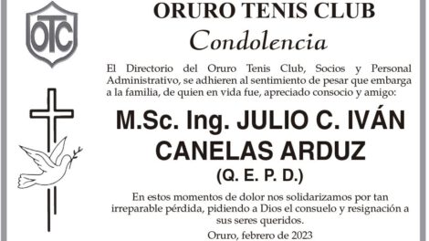 Condolencia por la pérdida de Julio C. Iván Canelas Arduz