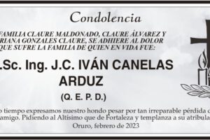 Condolencia M.Sc. Ing. J.C. IVÁN CANELAS ARDUZ
