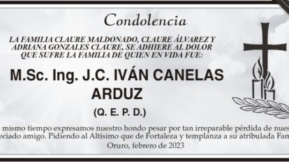 Condolencia M.Sc. Ing. J.C. IVÁN CANELAS ARDUZ