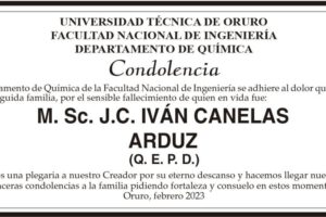 Condolencia por el fallecimiento de M. Sc. J.C. IVÁN CANELAS ARDUZ