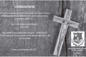 Condolencia por el fallecimiento de Luis Humacayo Roque