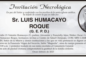 Invitación Necrológica: Sr. Luis Humacayo Roque (Q. E. P. D.)