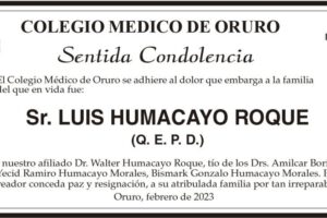 Condolencias por la muerte de Luis Humacayo Roque