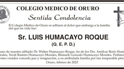 Condolencias por la muerte de Luis Humacayo Roque