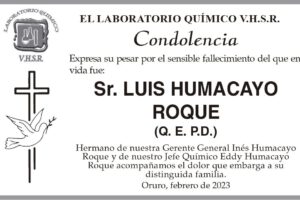 Condolencia por el fallecimiento de Luis Humacayo Roque