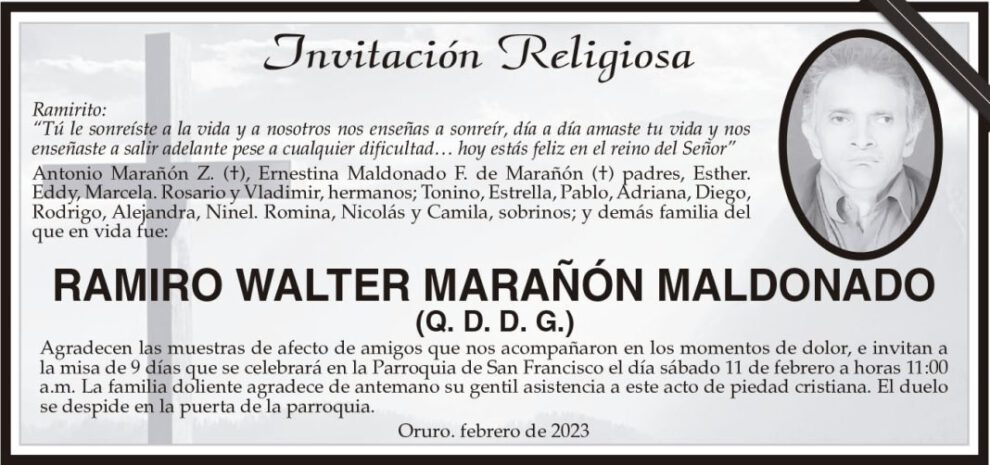 Obituario de Ramiro Walter Marañón Maldonado