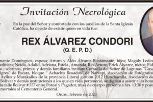 Invitación Necrológica para Rex Álvarez Condori