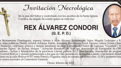 Invitación Necrológica para Rex Álvarez Condori