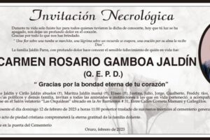Invitación Necrológica de Carmen Rosario Gamboa Jaldín