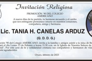Lic. Tania H. Canelas Arduz invitación religiosa