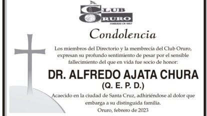 Condolencia por el fallecimiento del Dr. Alfredo Ajata Chura