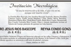 Invitación Necrológica Ramiro Jesus Rios Bascope