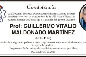 Condolencia por la pérdida de Guillermo Vitalio Maldonado Martínez