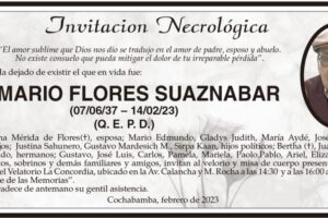 Invitación necrológica para Mario Flores Suaznabar