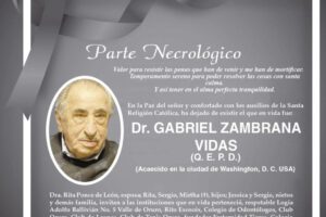Necrológico del Dr. Gabriel Zambrana Vidas