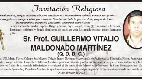 Invitación Religiosa para Guillermo Vitalio Maldonado Martínez