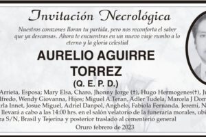 Invitación Necrológica: Aurelio Aguirre torrez (Q. E. P. D.)