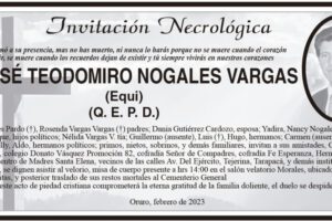 Invitación Necrológica para José Teodomiro Nogales Vargas