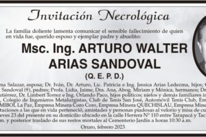 Invitación Necrológica de Arturo Walter Arias Sandoval
