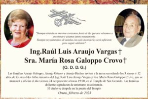 Necrológico de Ing. Raúl Luis Araujo Vargas y Sra. María Rosa Galoppo Crovo