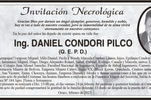 Invitación Necrológica: Ing. Daniel Condori Pilco