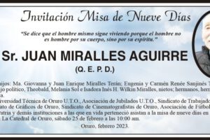 Misa de Nueve Días en memoria de Juan Miralles Aguirre