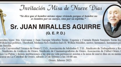 Misa de Nueve Días en memoria de Juan Miralles Aguirre