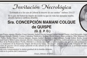 Invitación Necrológica de Concepción Mamani Colque