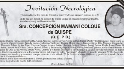 Invitación Necrológica de Concepción Mamani Colque