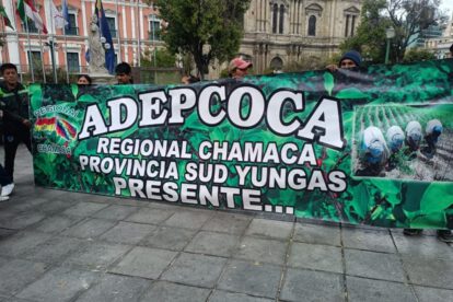 Integrantes de la Asociación Departamental de Productores de Coca (Adepcoca) de la Regional Chamaca